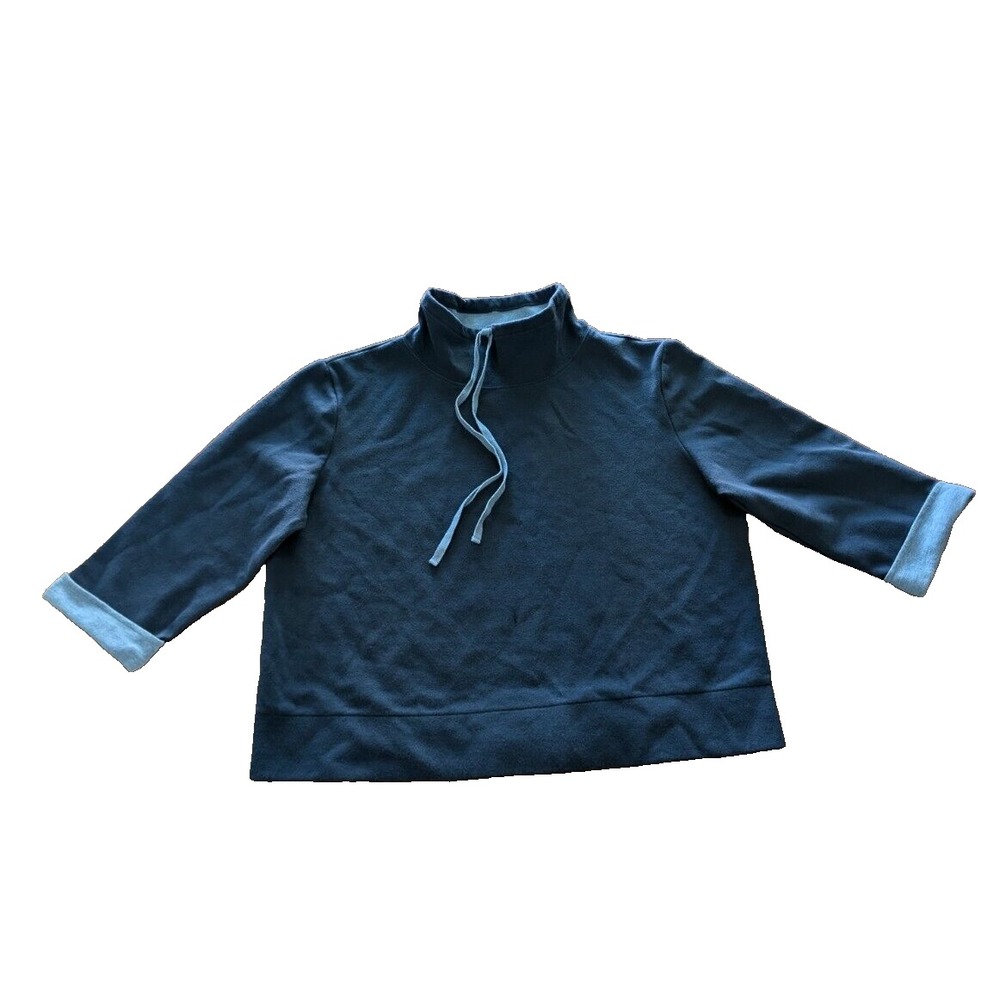 Westbound Women's Bluer Mockneck Drawstring 3/4 Cuffed Sleeve Sweatshirt Pull La